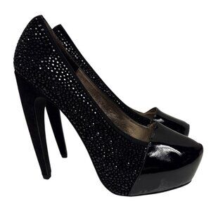 Jeffrey Campbell HIGH Platform 5.5" Heels Stud Embellished Black Sequin 7 NEW